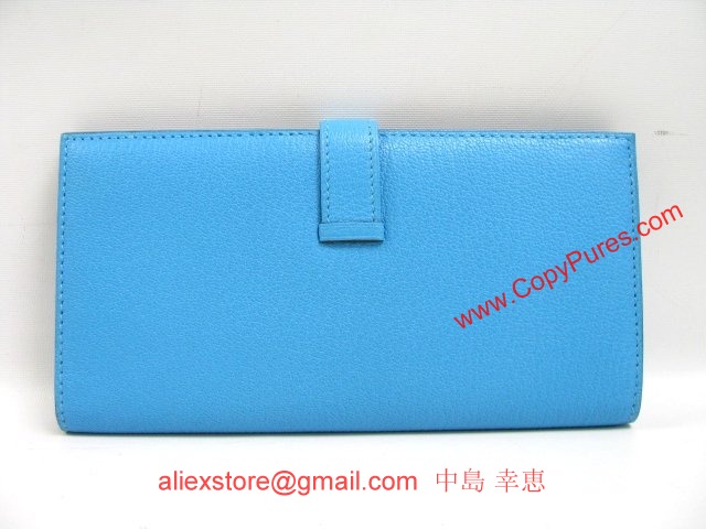 エルメス（HERMES）【新品】ベアン二つ折長財布シェーブル/ブルーアズティック（金具：シルバー）   2104100806512 